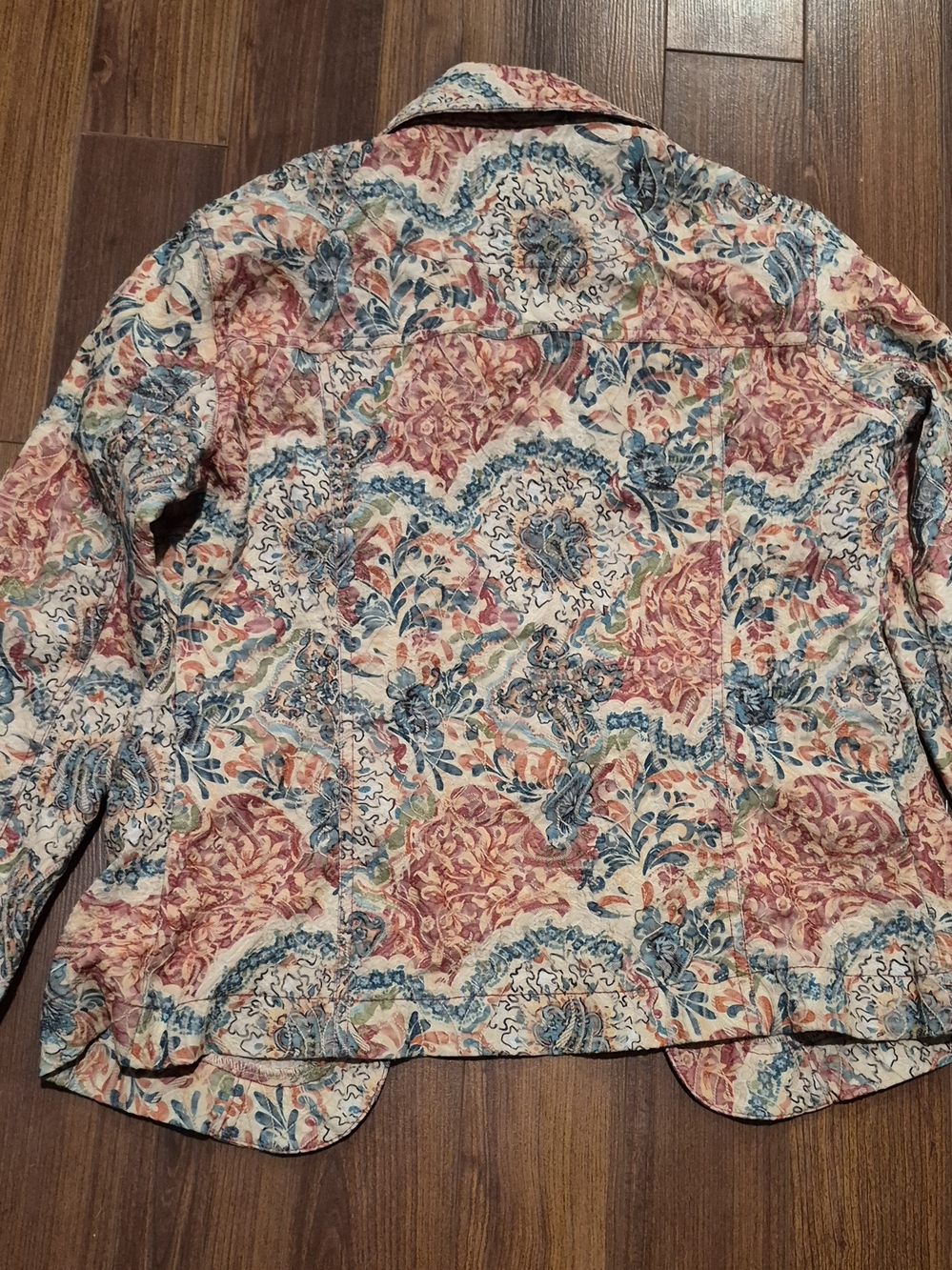Analog Multicolor Floral Patchwork Jacket in Cream, Teal & Rust - Picture 4 of 4